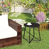 HollyHOME Outdoor Round Side Table Metal Patio Table Black 45cm view 4