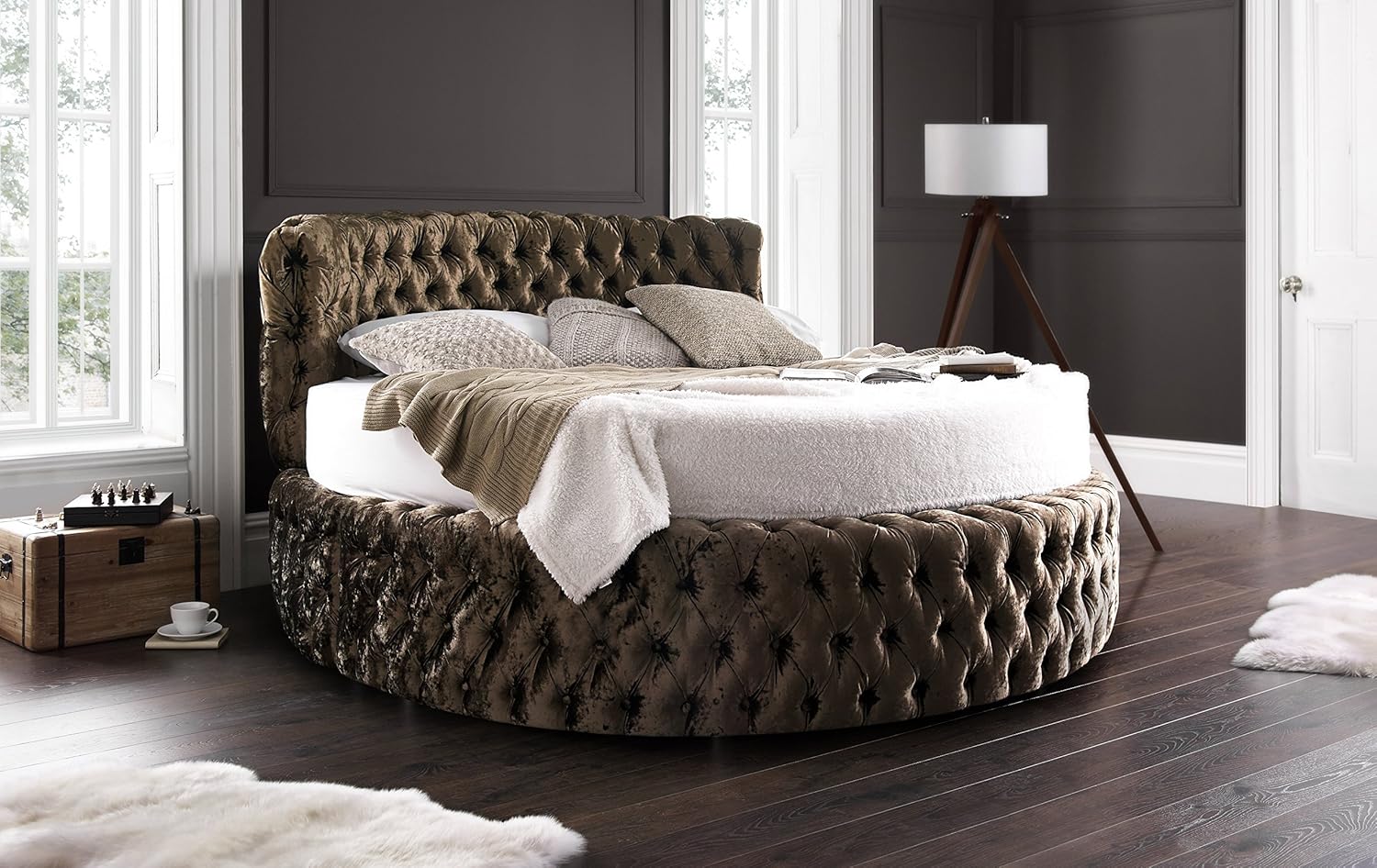 Glamour 6FT6 Round Bed Headboard 200cm In Fabrics (Mercury) Amazon.co