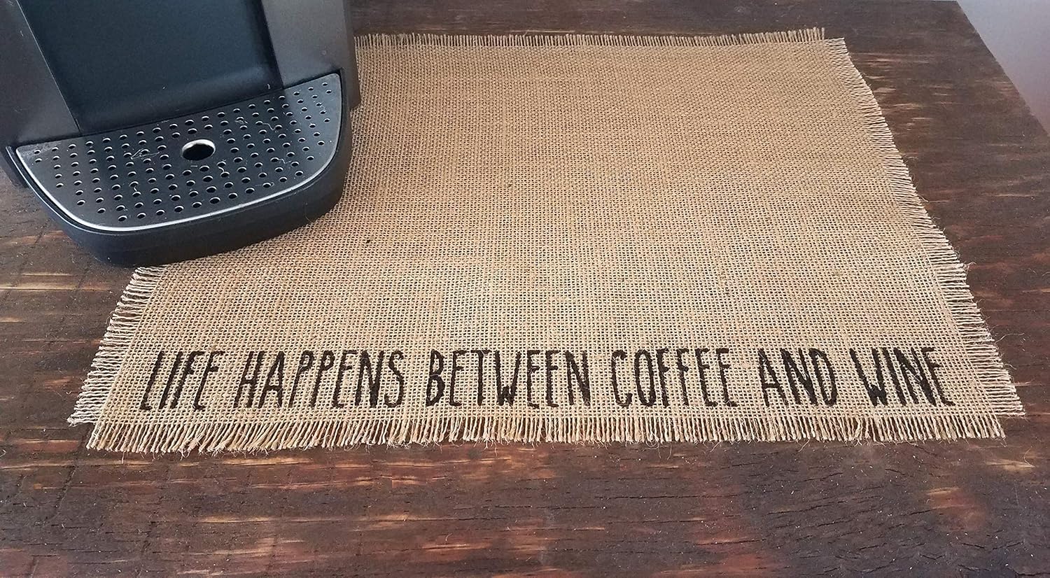 Burlap Coffee And Wine Bar Placemat, Wine And Coffee