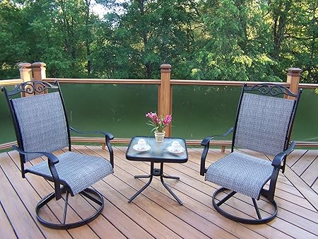 Amazon Com Oakland Living Cascade 3 Piece Black Swivel Chat Set