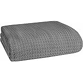 Belizzi Home 100% Cotton Bed Blanket, Breathable Bed Blanket King Size, Cotton Thermal Blankets King, Perfect for Layering Any Bed for All Season, Charcoal Grey