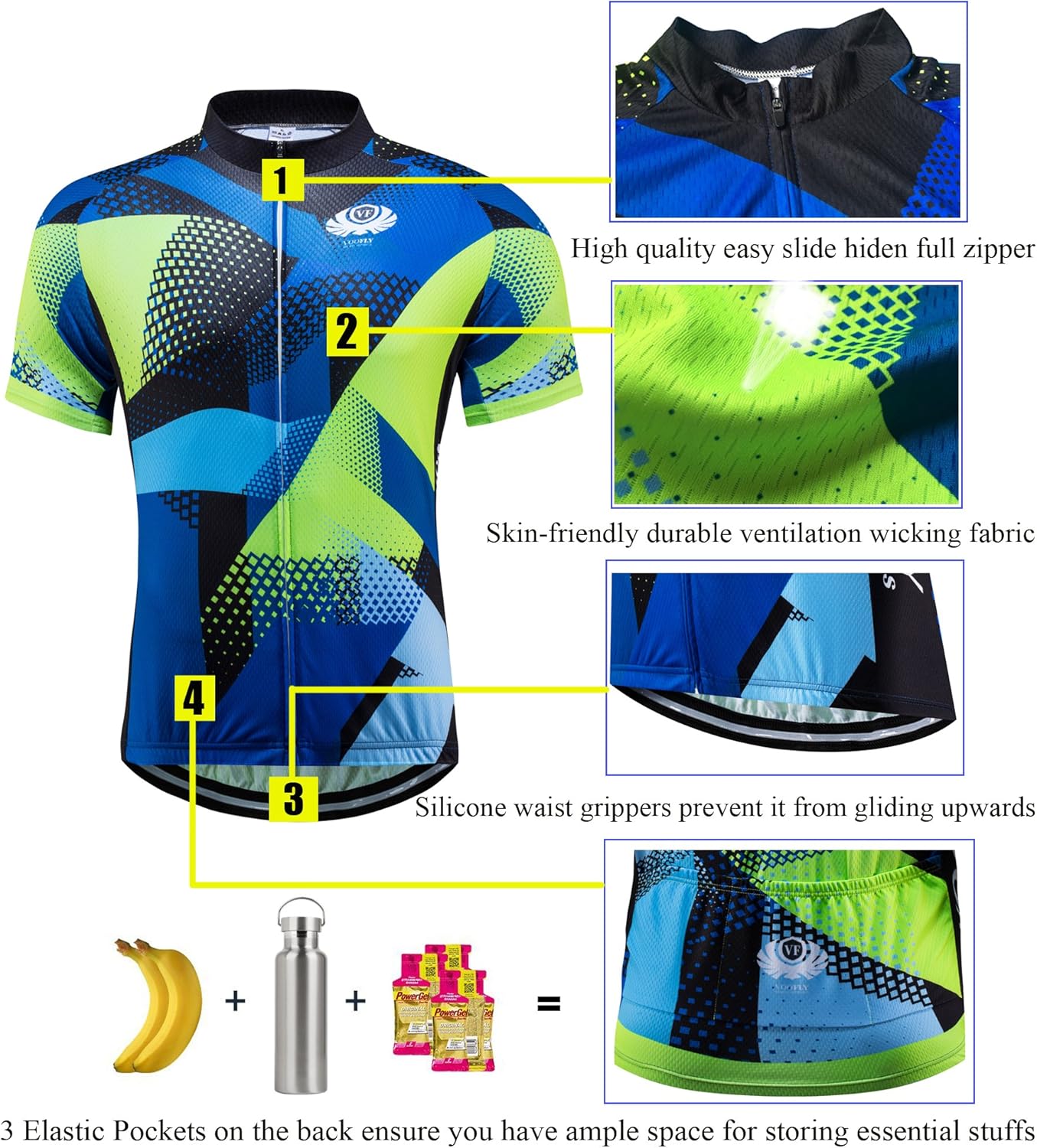 voofly Men's Cycling Jersey Set Men Short Sleeve Compression Bike Shorts Gel Padded Biking Clothing : Clothing