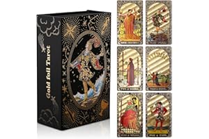 KIINO 78 Black Gold Tarot Cards with Guide Book Tarot Deck PVC Thick Tarot Cards for Beginners Tarot Durable Waterproof Wrinkle Resistant
