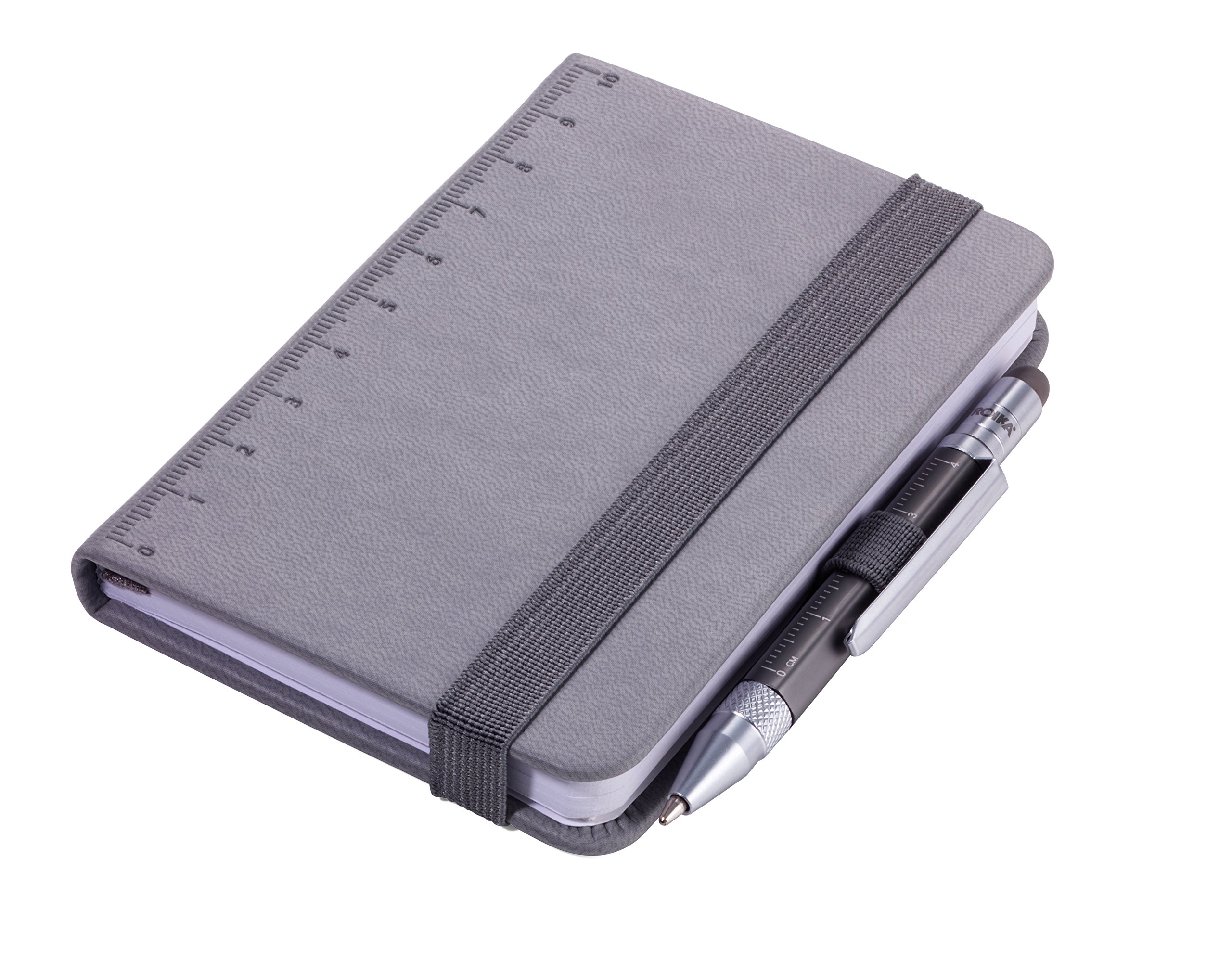 Troika NPP25/GY Grey A7 128-Sheet Notepad (128 Sheets, Grey, Plain, A7, Faux Leather, 1 Pocket)