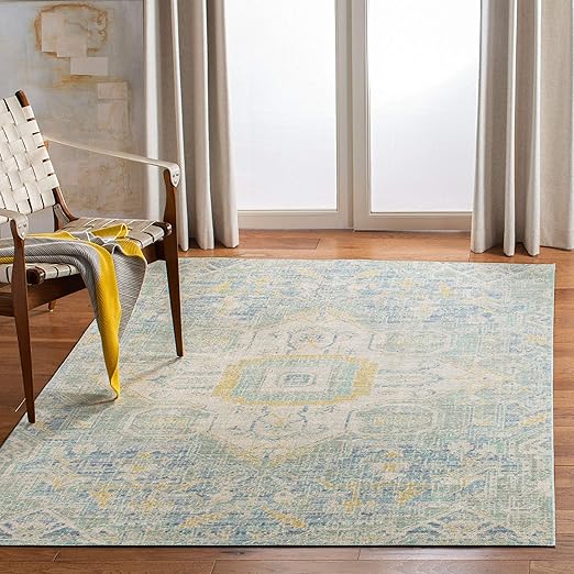 Amazon Com Safavieh Windsor Collection Premium Wool Square Area Rug 6 Blue Lime Kitchen Dining