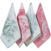 sea me at home Christmas Tea Towel Set of 4-100% Cotton Jacquard Kitchen Towels, Festive Dish Towels for Christmas Decor, Perfect Hostess Gift (Merry Christmas)
