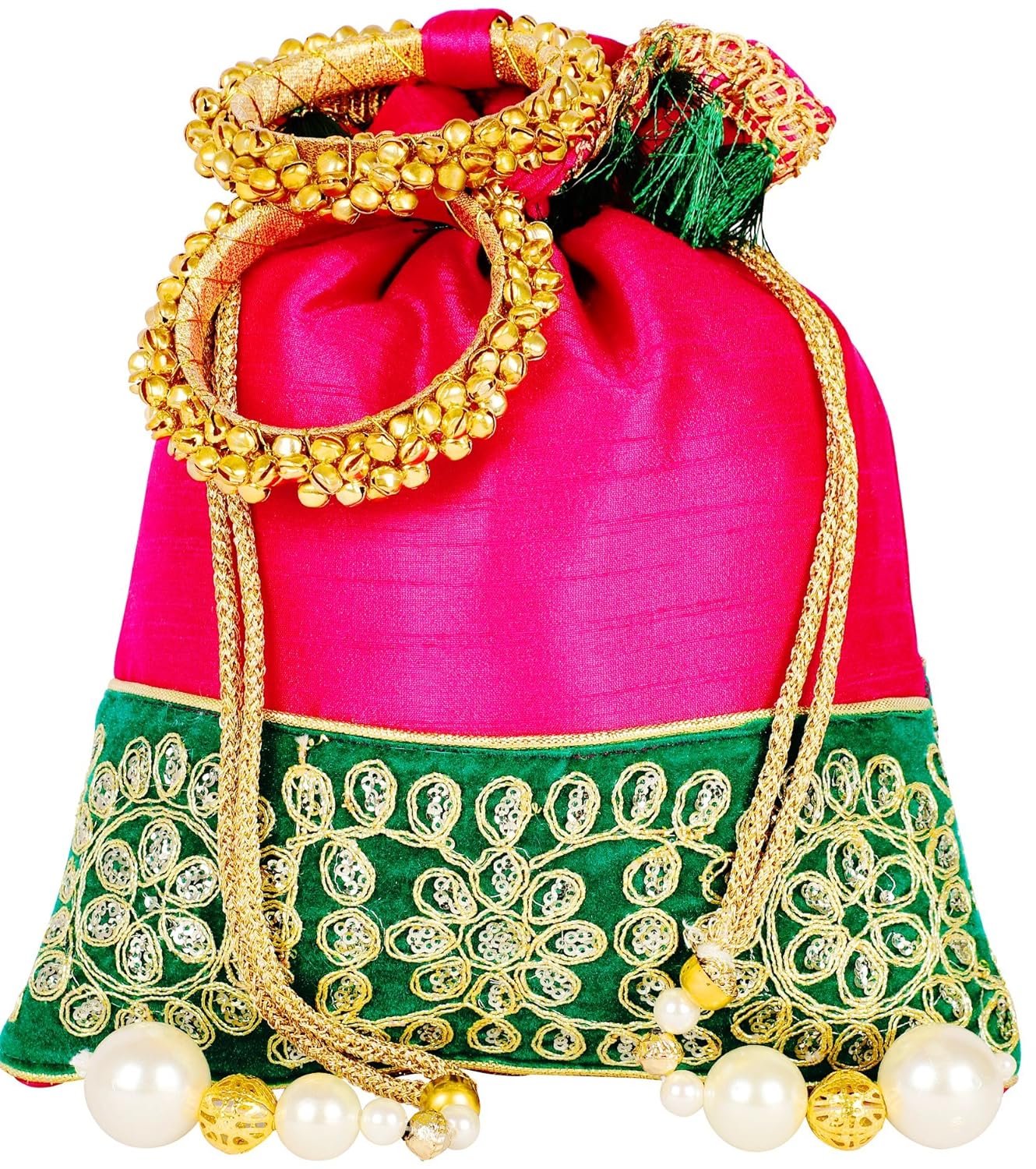 bombay haat women's potli (red , green, bhgp000rg)