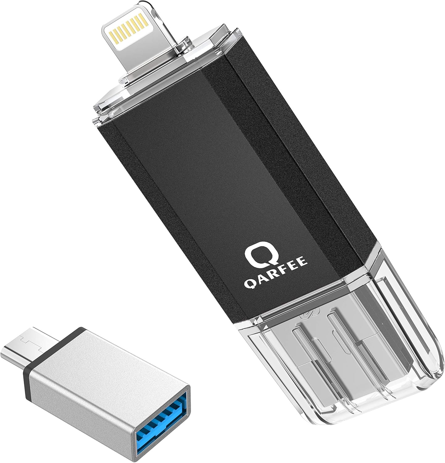 Amazon Qarfee フラッシュドライブ Usb メモリー 32gb Iphone Pc Android 3in1 専用アプリ Otg Type C変換アダプター付属 128gb ブラック Qarfee Usbメモリ フラッシュドライブ 通販