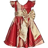 Bonnie Jean Girls 2T-16 Metallic Plaid Taffeta Christmas Bow Dress