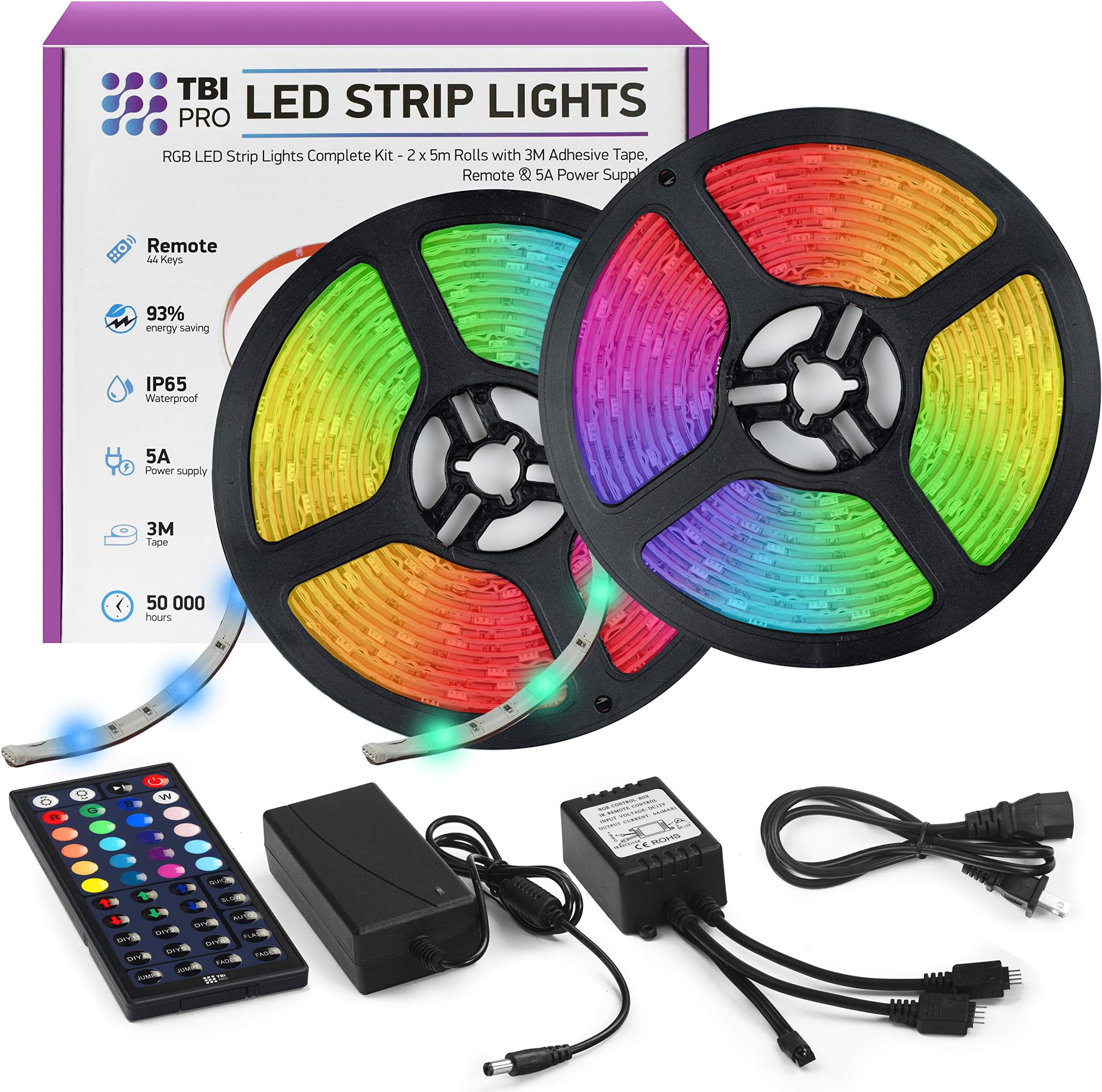 LED Strip Lights 32.8ft RGB Extra-Adhesive Tape for Professional Decoration Lighting Kit 300 LEDs Light with Remote, Flexible Changing Multi-Color Strips for Home, Kitchen, TV, Room