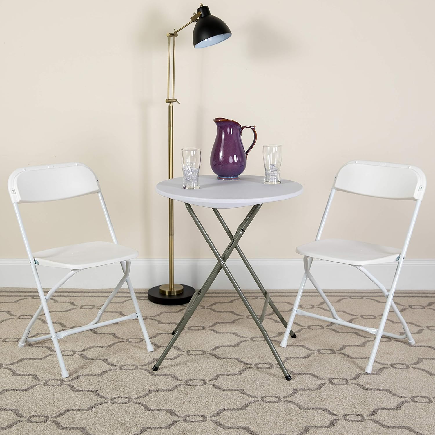 Flash Furniture HERCULES Series 650 lbs capacity Premium Plastic Folding Chair - White (10 Pack): Furniture & Decor