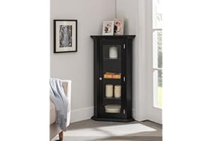 KB Designs - Corner Accent Display Wood Curio Cabinet, Black