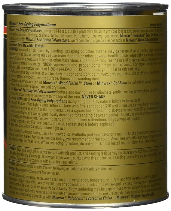 Minwax 63010 Fast Drying Polyurethane Clear Satin Finish
