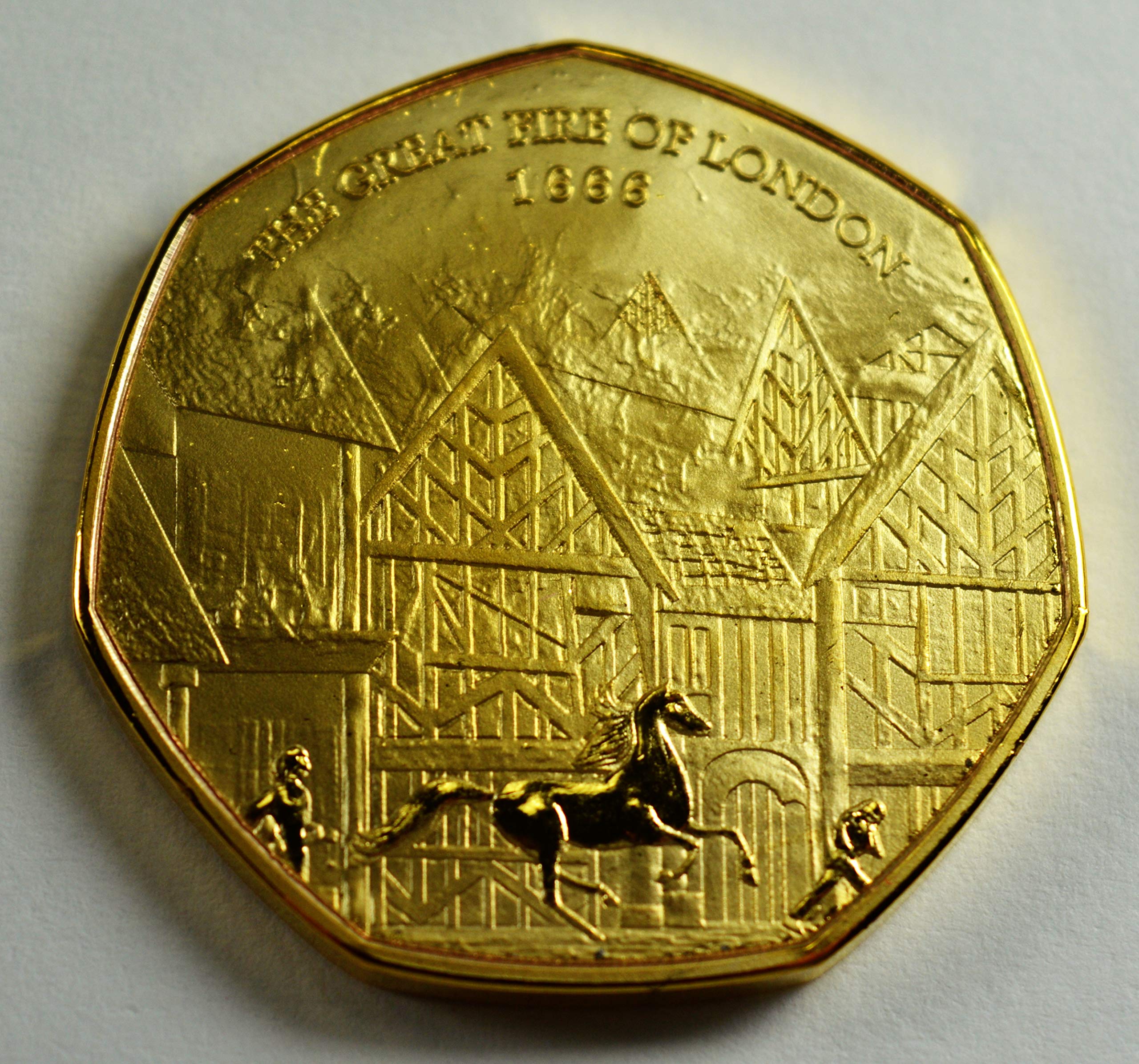 THE COMMEMORATIVE COIN COMPANY The Great Fire of London 1666 24ct Gold PCGS About Uncirculated 50p Collectors Coin Album