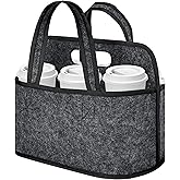 Resovo Enlarged 6 Cups Drink Carrier with Handle, Reusable Drink Carrier for Delivery, Assembly-Free Portable Coffee Holder Cup Holder Bag, Coffee Caddy with Double-Handle for Car, Take Out, Outdoors