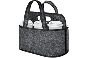 Resovo Enlarged 6 Cups Drink Carrier with Handle, Reusable Drink Carrier for Delivery, Assembly-Free Portable Coffee Holder Cup Holder Bag, Coffee Caddy with Double-Handle for Car, Take Out, Outdoors