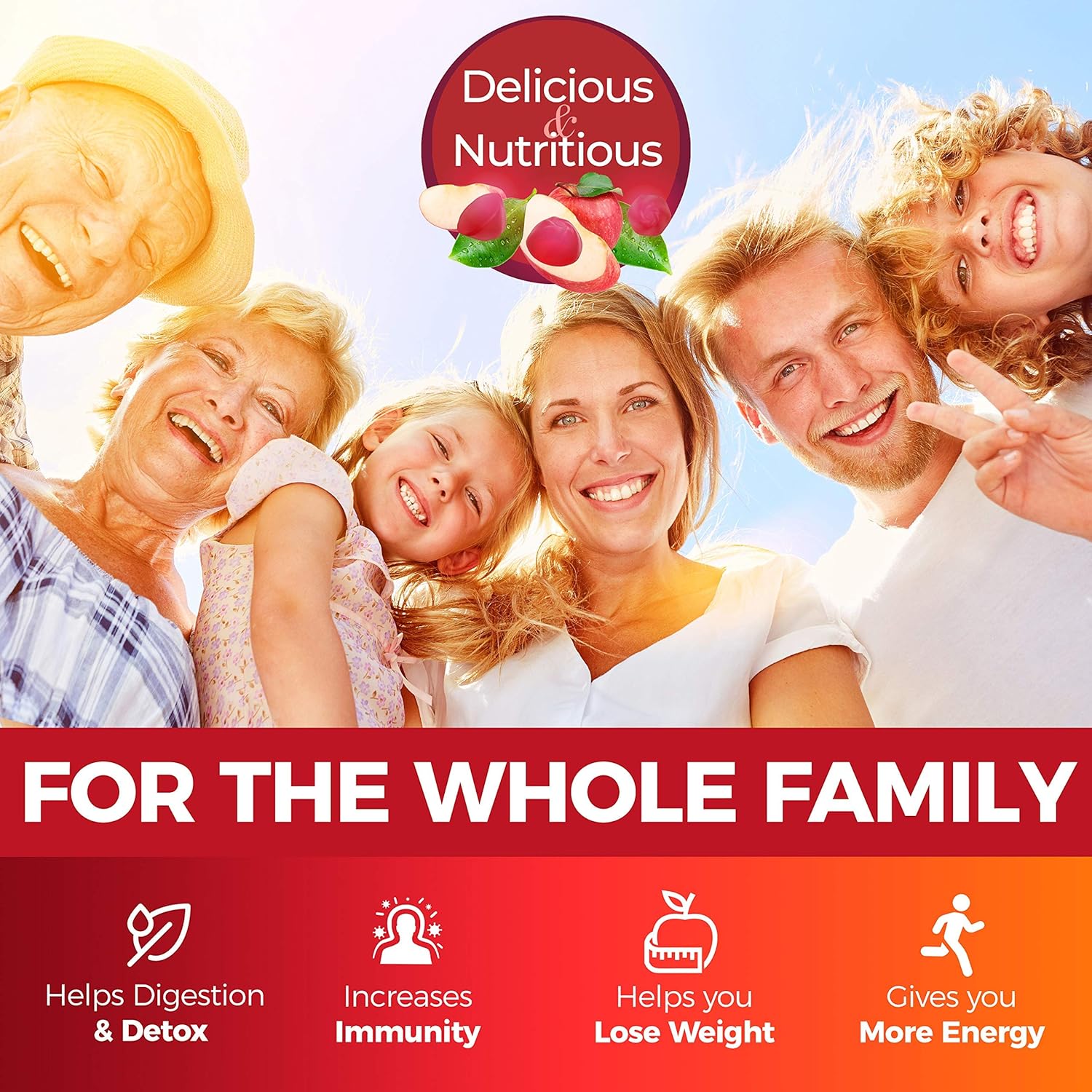 Health Revolution Apple Cider Vinegar Gummies for Detox, Cleanse & Weight Management - Non-GMO ACV Gummies with The Mother - 60 CT: Health & Personal Care