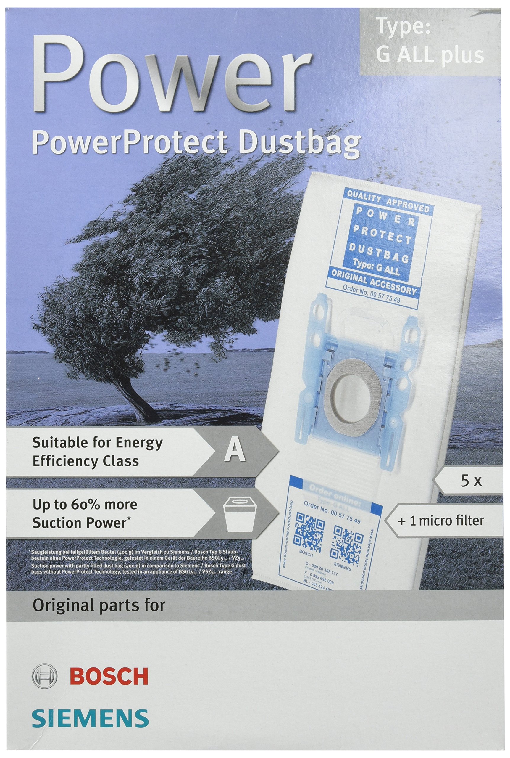 Bosch Genuine Original Type G All Type PowerProtect SMS Bags and Filter Kit