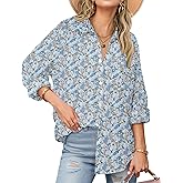Zeagoo Womens Button Down Shirts Long Sleeve Cotton Gauze Tops Casual Collared Blouses Loose Fit