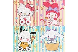 Sretoul 4 Pack Cartoon Diamond Art Kits for Kids-4 Pack Diamond Art Painting for Kids, 7 Year Old Girl Birthday Gifts 6X6 Inch