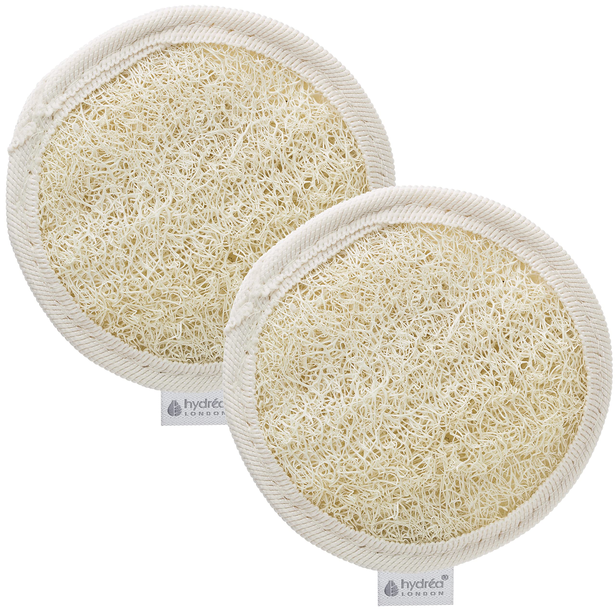 Hydrea London - Twin Pack Organic Egyptian Natural Loofah Face Exfoliator Pad - Double Sided Face Loofah Dry Skin Exfoliator - Eco Friendly Natural Luffa Face Scrub Sponge 10cm