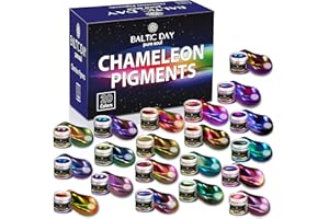 BALTIC DAY - Chameleon Mica Powder, 20 x 5g Jars of Color Shift Mica Powder Set - Epoxy Resin Color Pigment - Chameleon Powder - Holographic Mica Powder - Mica Powder for Resin