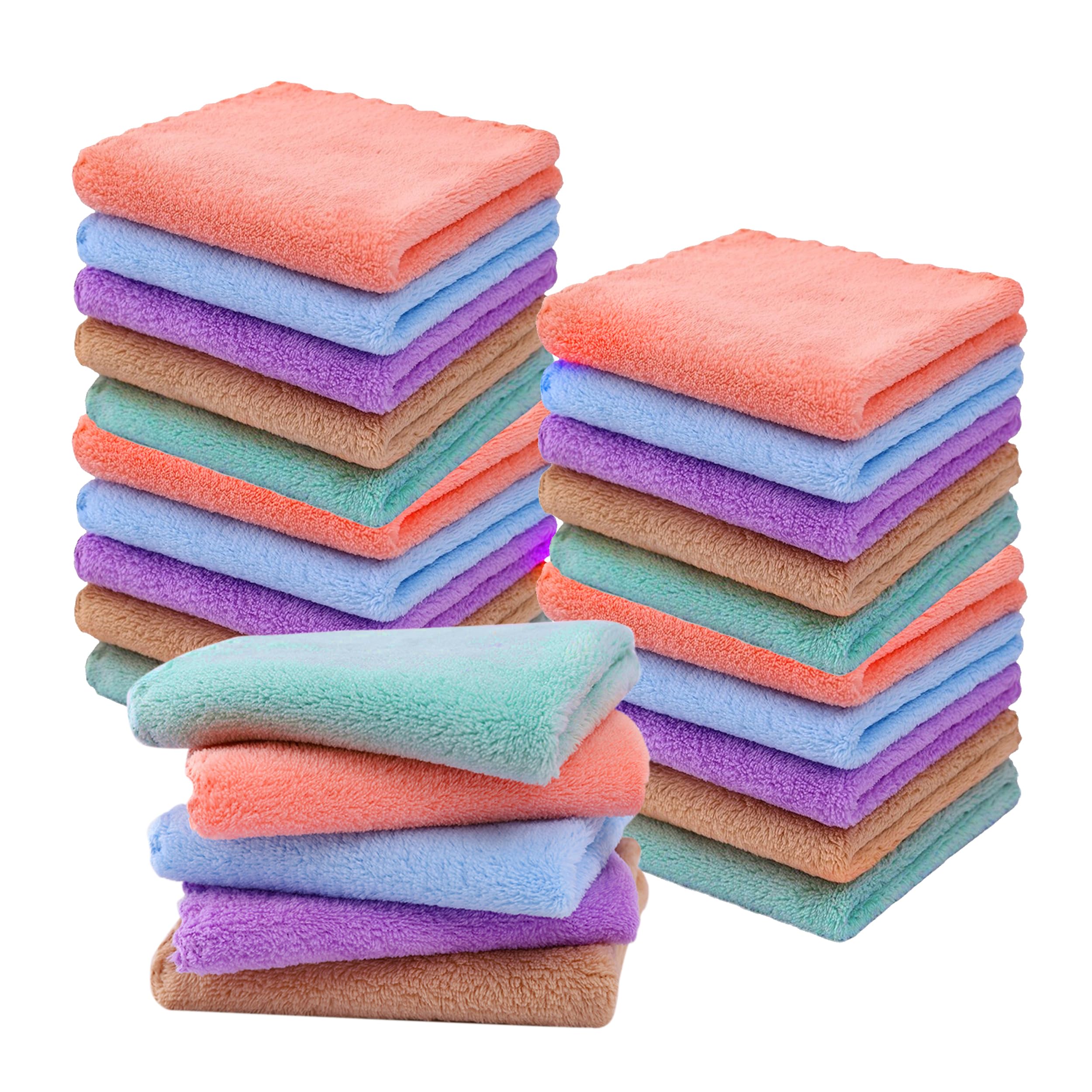 YqsIbth Flannel Face Cloth, 15Pack Face Cloths, 30x30cm Soft Bamboo Face Cloth, Reusable Facial Cleansing Cloths, Baby Wash Cloth, Squares Wash Flannels for Baby Kids Adults(5 Colors)