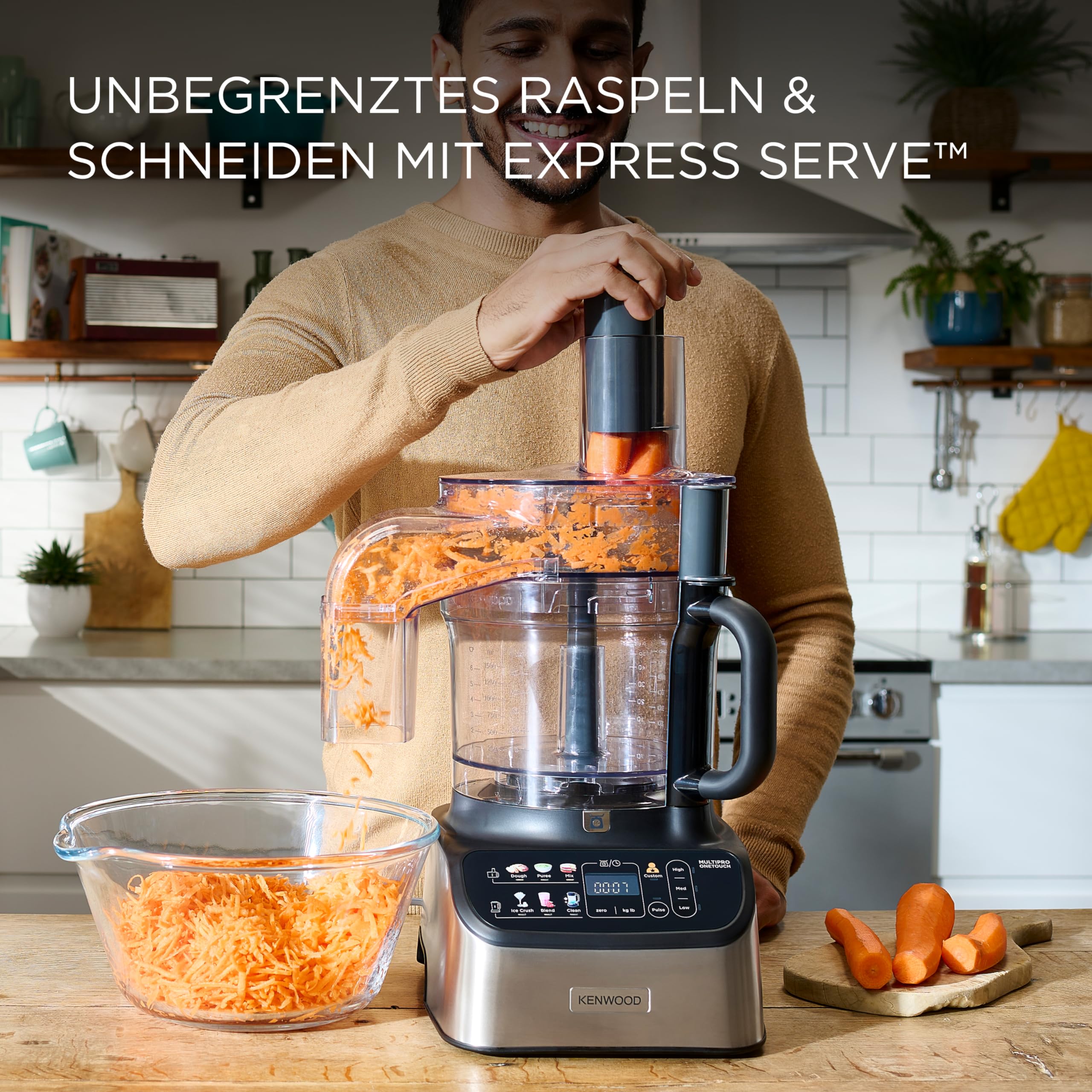 Kenwood MultiPro OneTouch FDM73.480SS Kompakt-Küchenmaschine & Standmixer, 6 Zubehörteile, 6 Automatikprogramme, Variable Geschwindigkeit & Pulse-Funktion, Integrierte Waage, 1000W, Silber 3