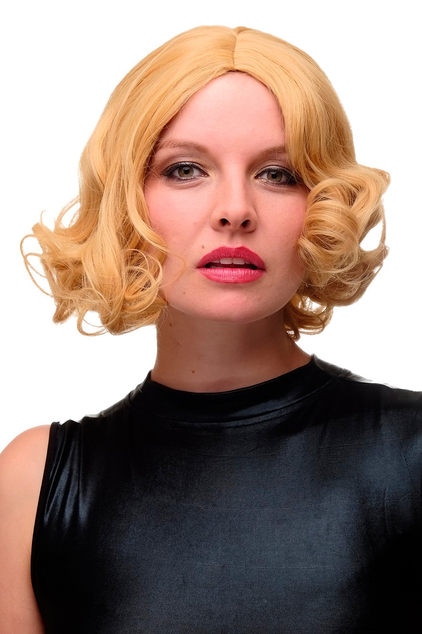 WIG ME UP GFW2183-144-86 Lady Quality Wig Cosplay Swing Charleston 20s 30s short wavy middle parting caramel blond Holywood Movie Star