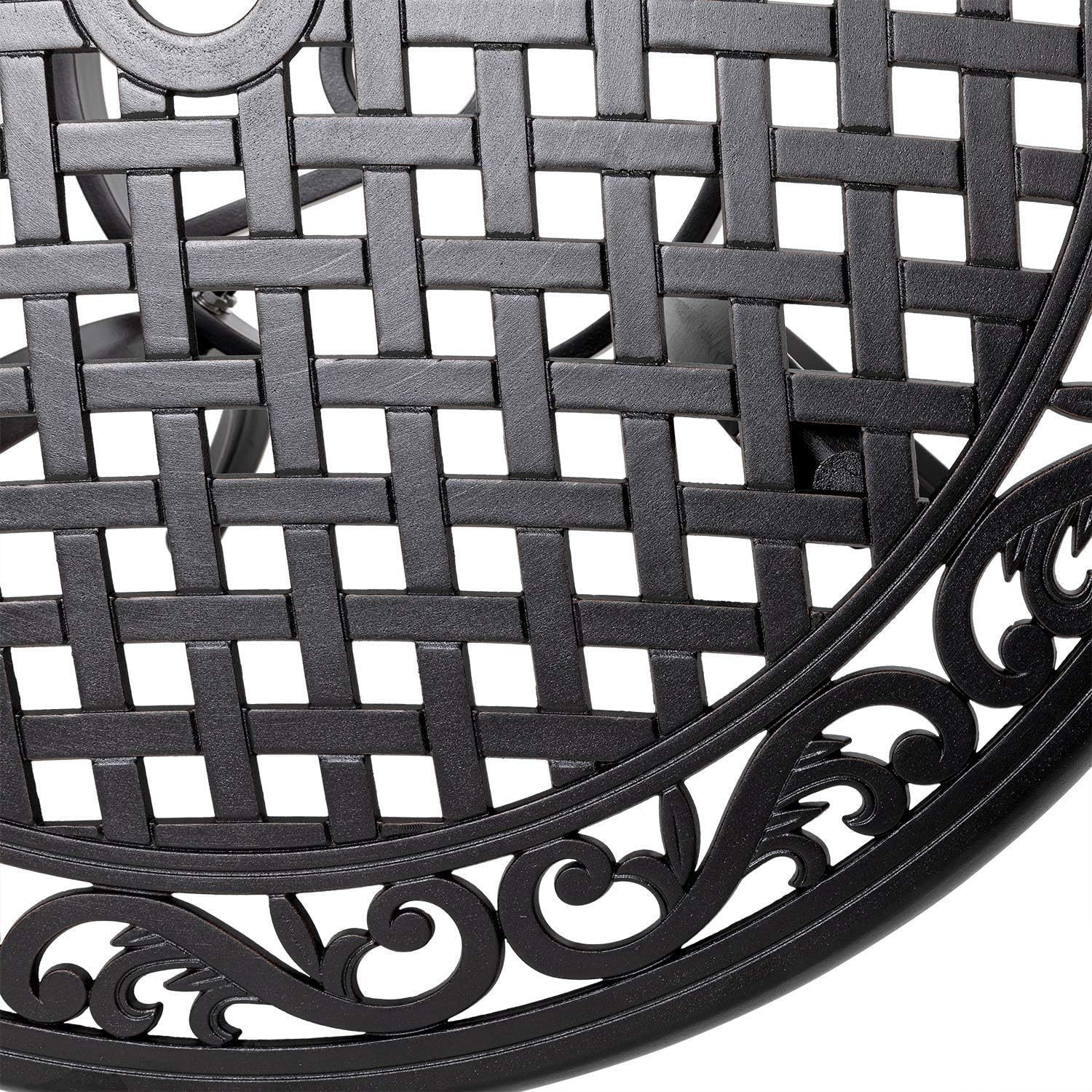 NUU GARDEN 36 Inch Indoor Outdoor Round Patio Bistro Table, Cast Aluminum Conversation Dining Table with Umbrella Hole Black: Kitchen & Dining