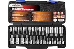 EPAuto Hex Bit Socket Set, SAE x 16, Metric x 16, 32 Pieces