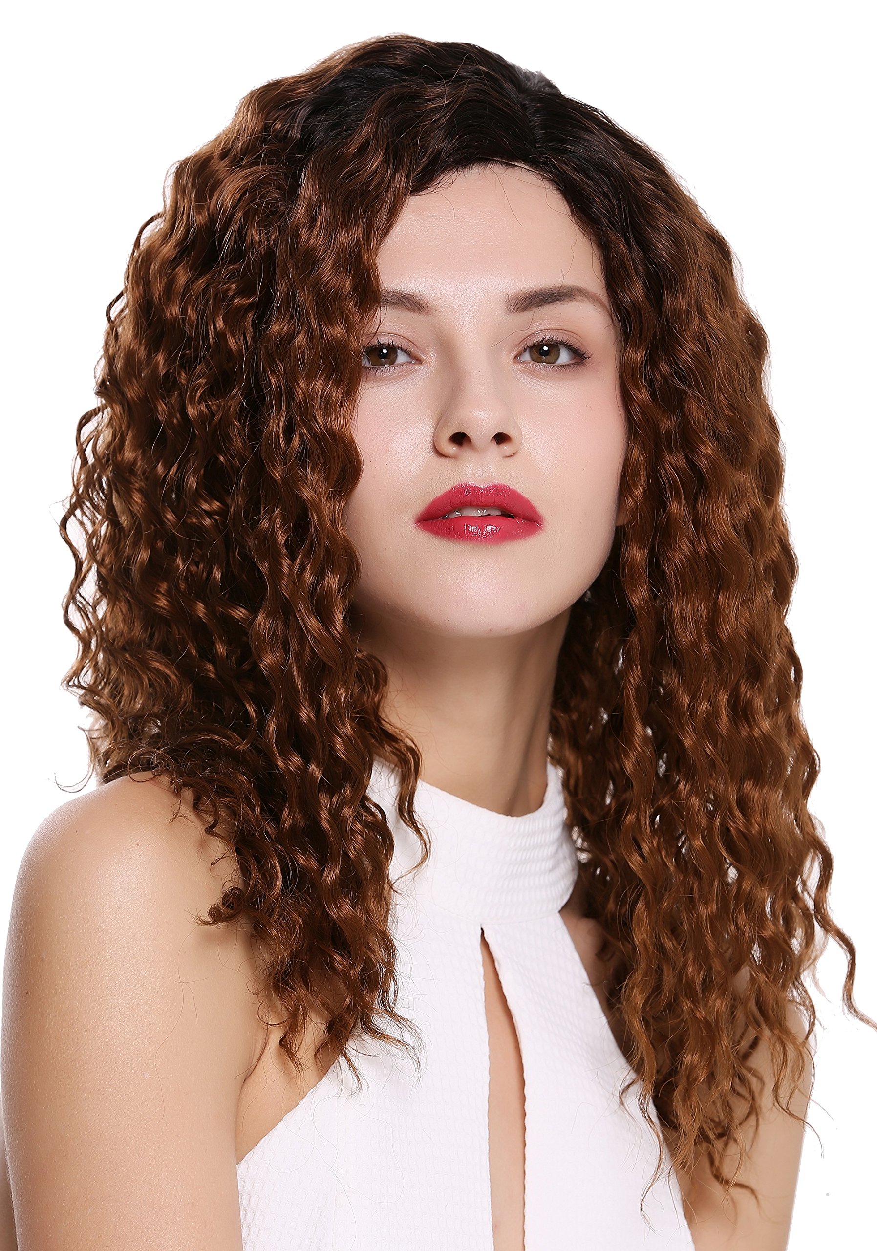 WIG ME UP - 803AD-YS1+30 Quality women's wig lady side parting afro curls curly ombre black copper brown