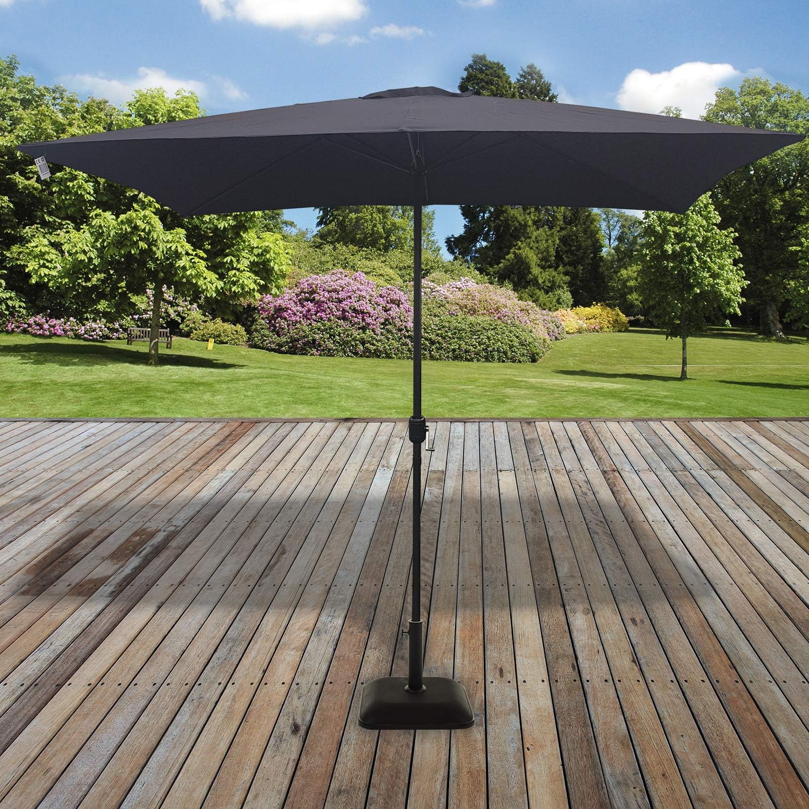 Marko Outdoor Black 2M x 3M Rectangular Parasol Outdoor Canopy Sunshade Furniture Patio 6 Ribs