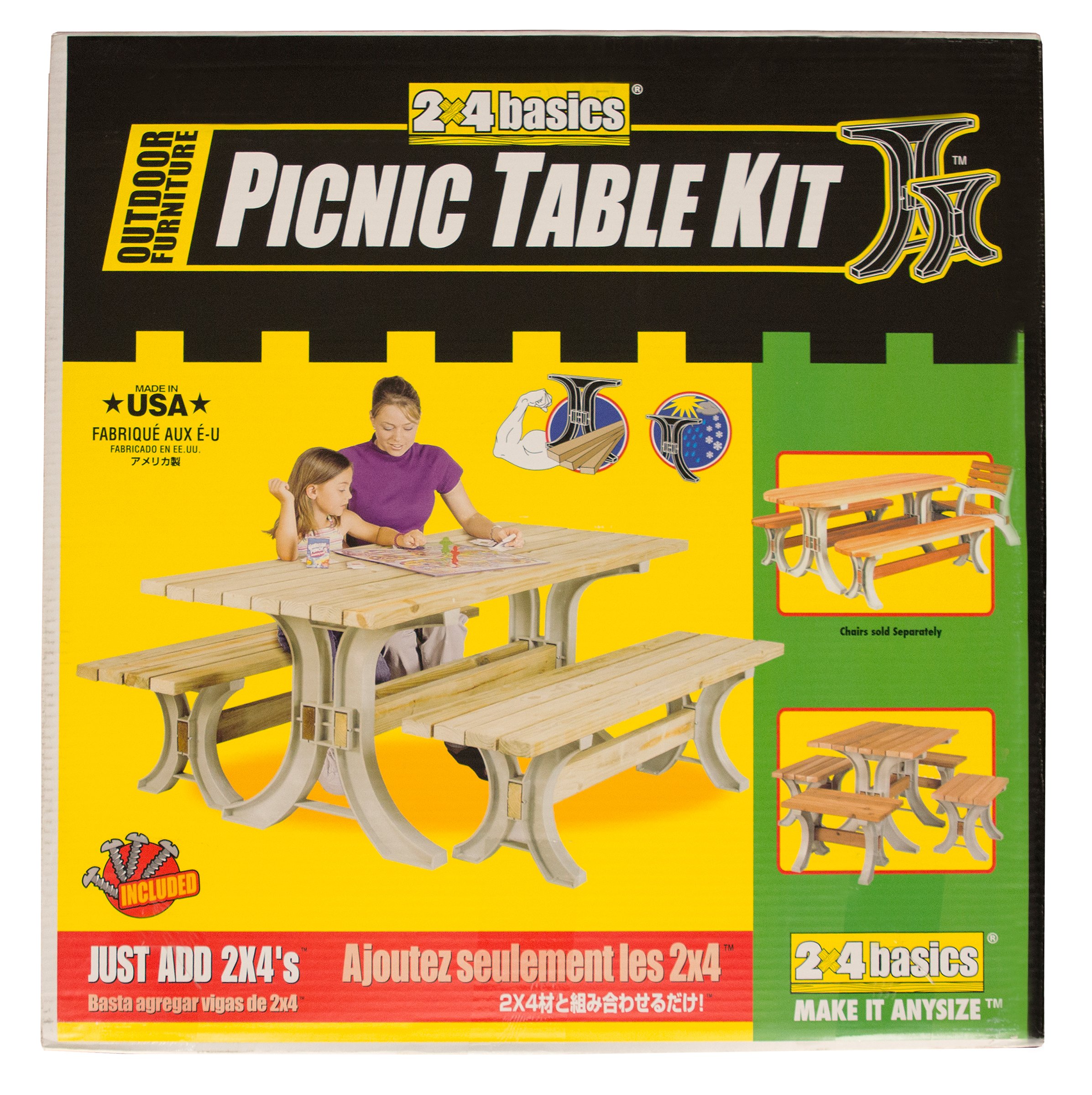 Hopkins 90182ONLMI 2x4basics Picnic Table Kit, Sand (Frames Only