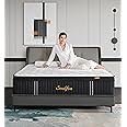 Soulfea Queen Mattresses,14 Inch Queen Size Mattresses in a Box,Memory Foam Hybrid White & Black Mattress with Provide Support and Improve Sleep,Pressure Relief,Medium Firm