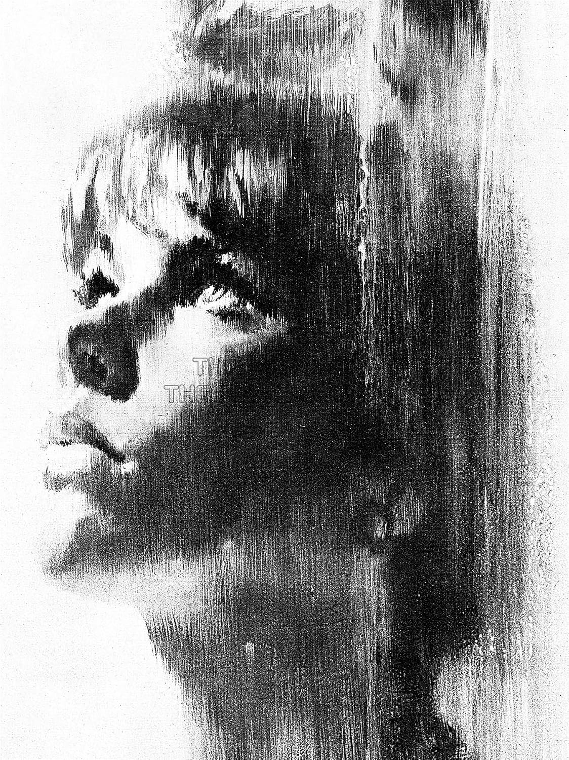 Painting Portrait Drawing Sketch Girl Looking Up Art Poster