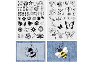 HUAHUI 78 Pcs Water Soluble Embroidery Patterns Stabilizers, Stick and Stitch Embroidery Transfers Paper Tear Away Embroidery Stabilizer with Nature Patterns for Embroidery Hand Sewing Lover (Nature)