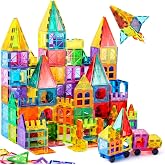 Magnetic Tiles, 135PCS Magnetic Building Blocks with 2 Cars, Large Magnet Building Set,STEM Sensory Educational Toys Gift for