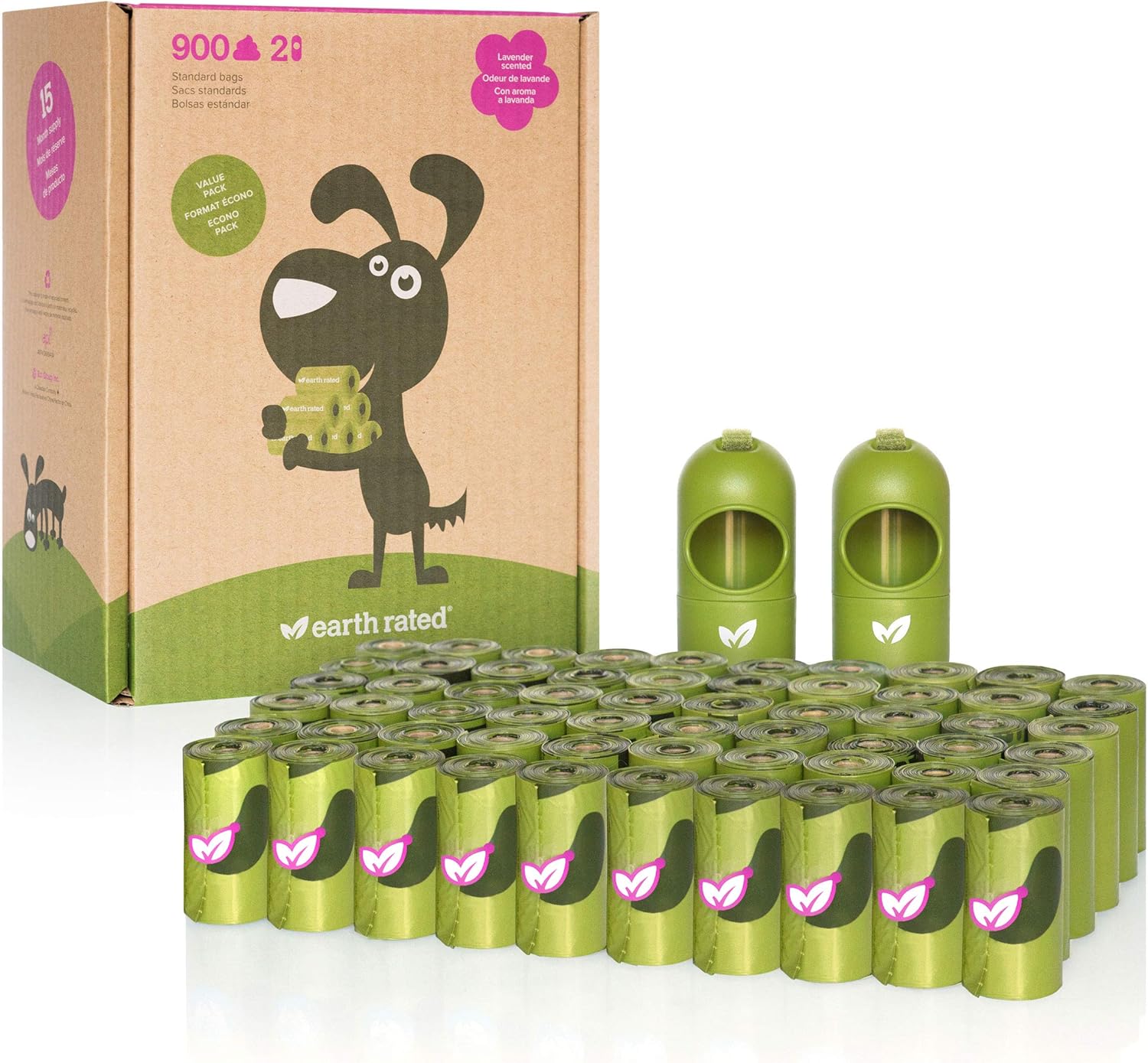 Earth Rated Dog Poop Bags Dispenser, Dog Poop Bag Holder Includes 1 Roll of 15 Unscented Eco-friendly Poop Bags : Pet Supplies