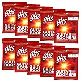GHS Strings, GBTNT Boomers, Nickel Plated Steel Electric Guitar Strings, Legendary Strength, Unrivaled Sustain, Brightness & Tone. For 6-String Guitar 10-52 Thin & Thick (TNT) Gauge - 10 SETS