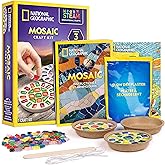 NATIONAL GEOGRAPHIC Mosaic Arts and Crafts Kit for Kids - Mosaic Kit for Creating 3 Glass Tile Mosaic Art Projects, includes 