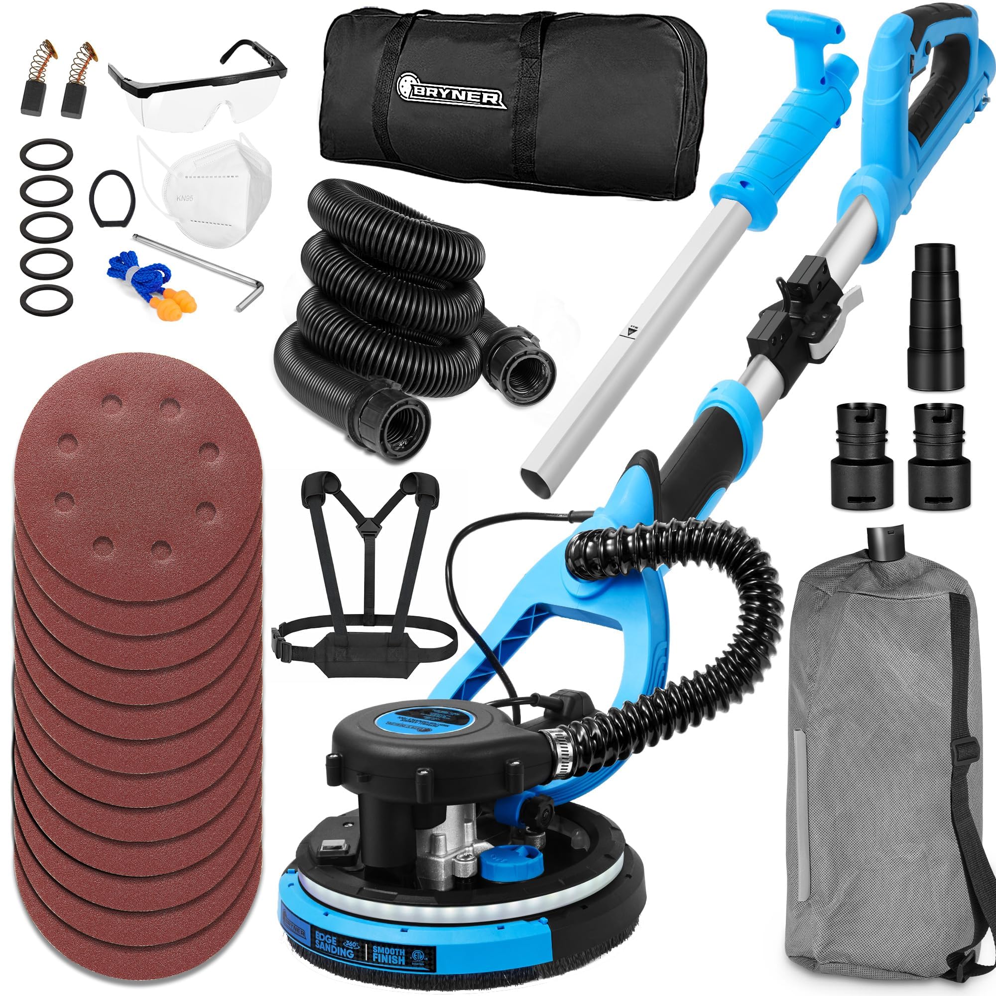 Photo 1 of ???? ???????? Drywall Sander, 780W Electric Drywall Sander with Vacuum Attachment and Labor-Saving Back Belt, 7 Variable Speed 900-1800RPM, Dustless Floor Sander for Popcorn Ceiling Floor