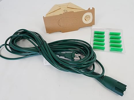 6 Staubsaugerbeutel geeignet für Vorwerk Kobold 130 131 + 10m Kabel + 6 Duftstäbchen Grün