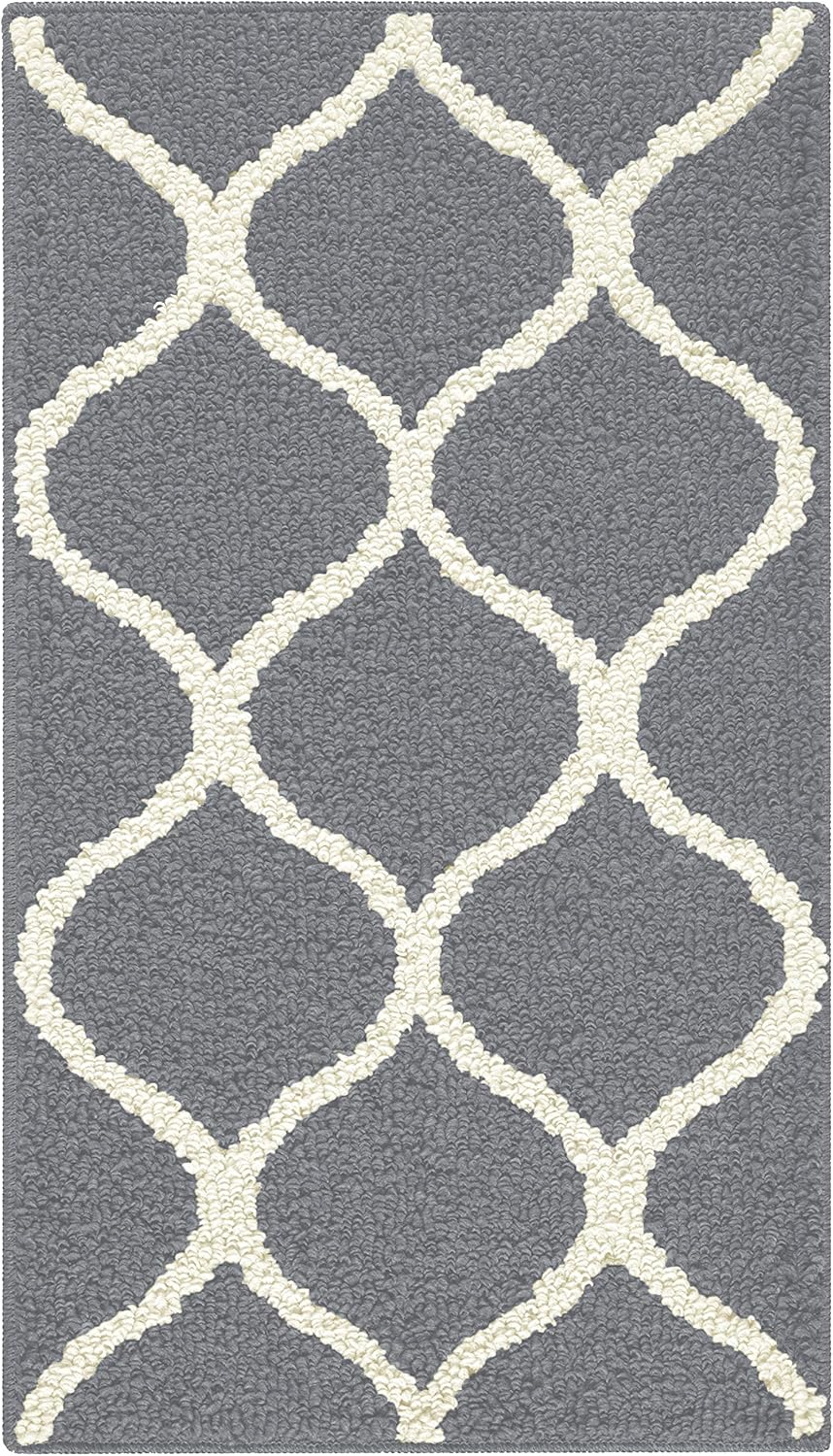 Maples Rugs Rebecca Contemporary Kitchen Rugs Non Skid Accent Area Carpet [Made in USA], 1'8 x 2'10, Grey/White: Furniture & Decor