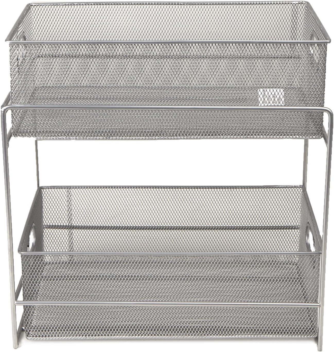 Mind Reader Cabask2t Sil 2 Tier Metal Mesh Storage Baskets