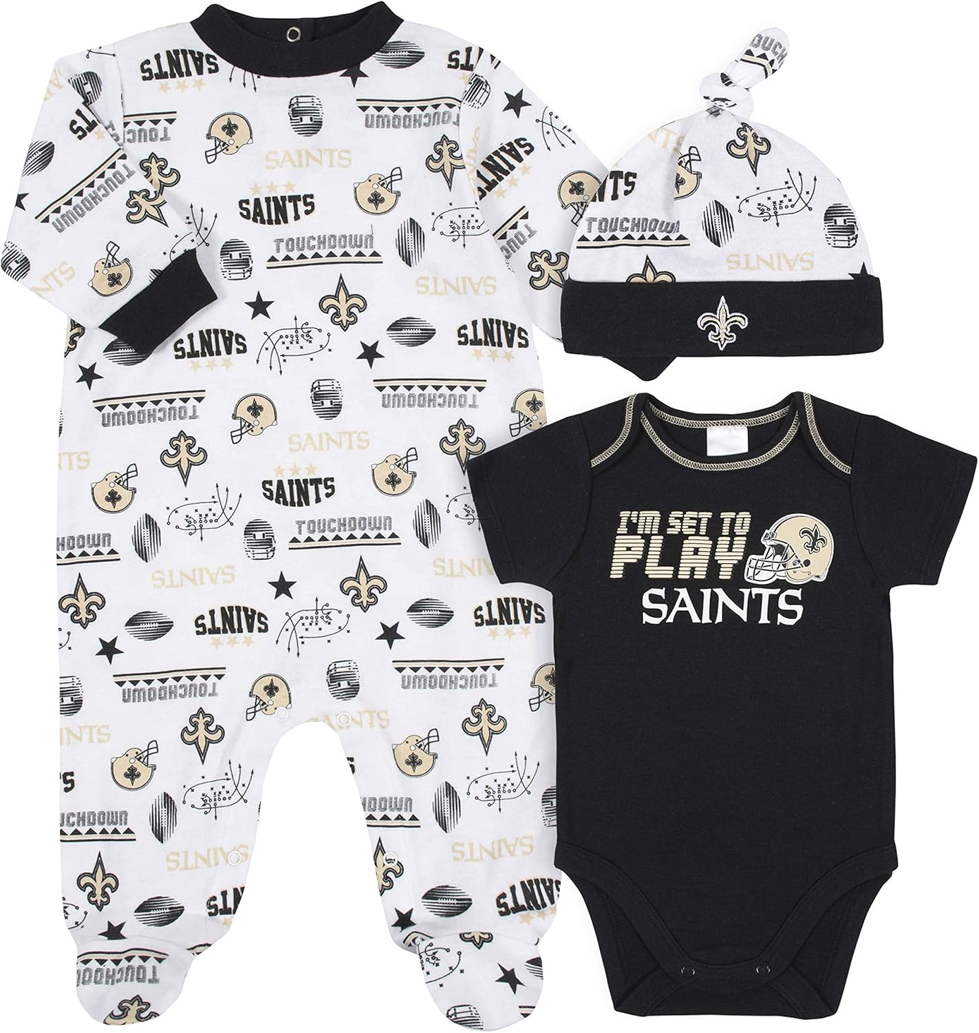 NFL NFL Baby-Boy 3 Pack Bodysuit Sleep n Play Footie Cap Registry Gift Set: Clothing