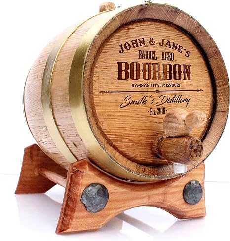 Download Amazon Com Personalized Whiskey Oak Barrel 1 Liter Brass Hoops Engraved Bourbon Template Kitchen Dining