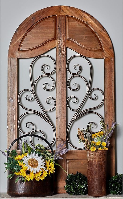Amazon Com 58 Inch Wood And Iron Cathedral Window Wall Decor
