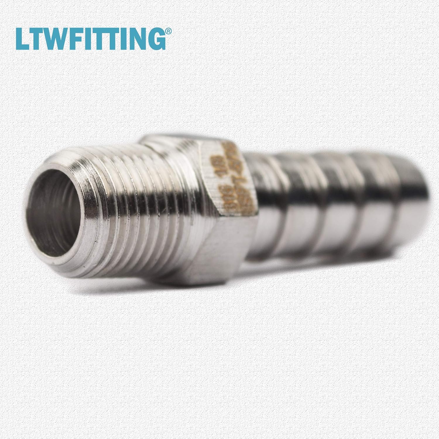 LTWFITTING Stainless Steel 316 Barbed Fitting Connector 1/8" Male BSPT x 5/16"(8mm) Hose Barb Fuel Gas Water (Pack of 5) - Image 4