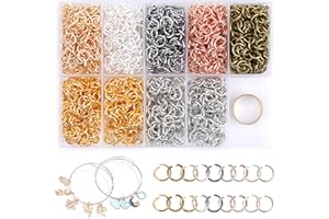 Gmma 8 mm Jump Rings for Jewelry Making 7 Colors 1200 Pcs Stainless Steel Jump Rings with Open/Close Tools for Necklace Bracelet Repair Keychains Jewelry Making Supplies(8mm/0.31")